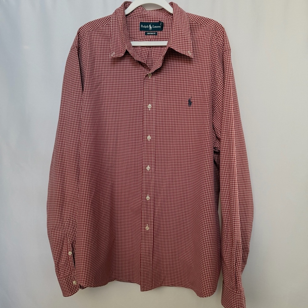 NWOT Ralph Lauren Men's Red Checkered Button-Down Shirt, XXL